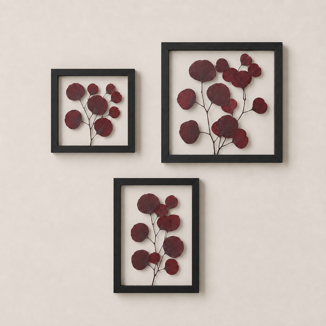 Wandbild mit getrocknetem Eukalyptus | rot