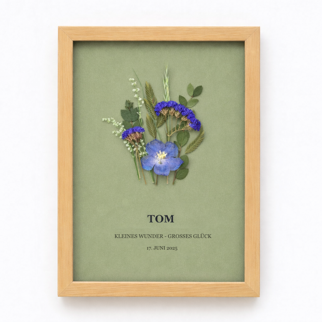 Personalisiertes Blumenbild zur Geburt oder Taufe