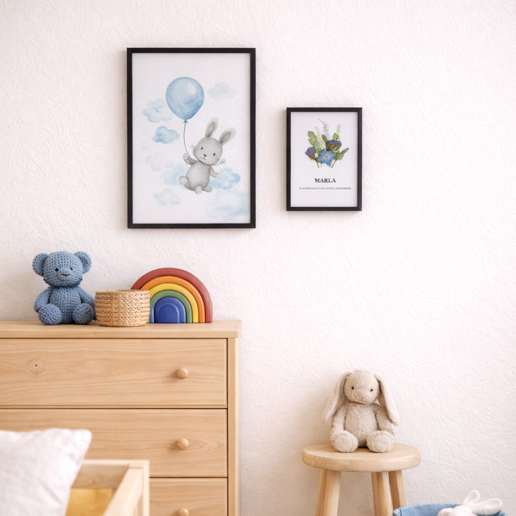 Personalisiertes Blumenbild zur Geburt oder Taufe