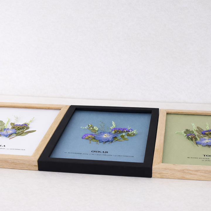 Personalisiertes Blumenbild zur Geburt oder Taufe