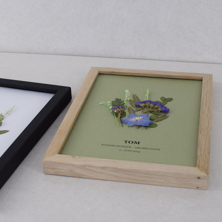 Personalisiertes Blumenbild zur Geburt oder Taufe