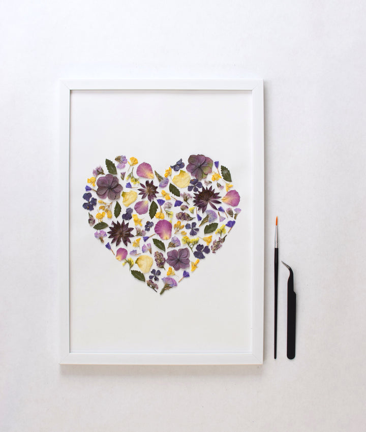 Blüten Kunst Kit - Dein DIY Projekt (Design Herz)