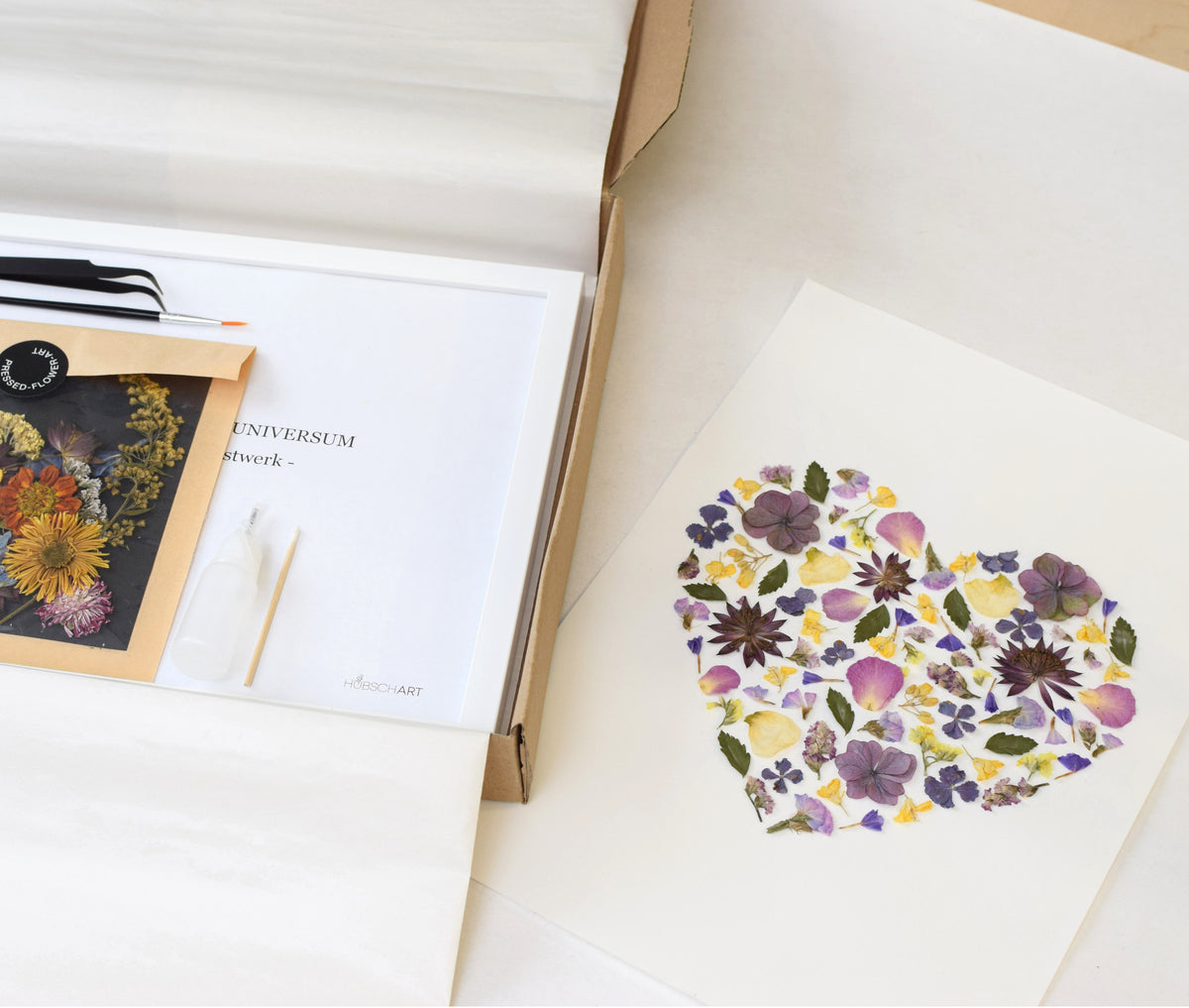 Blüten Kunst Kit - Dein DIY Projekt (Design Herz)