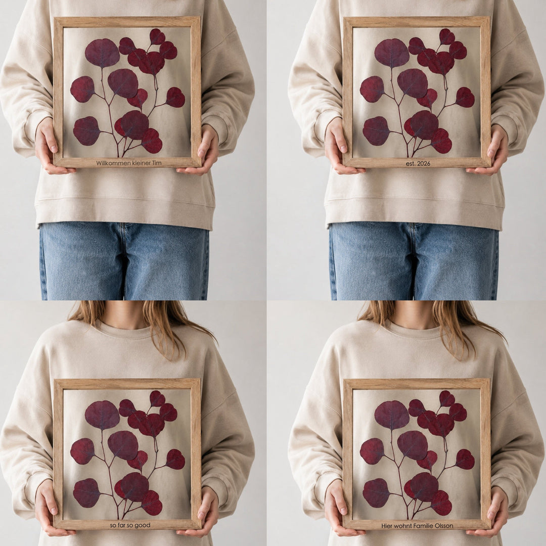 Wandbild mit getrocknetem Eukalyptus | rot