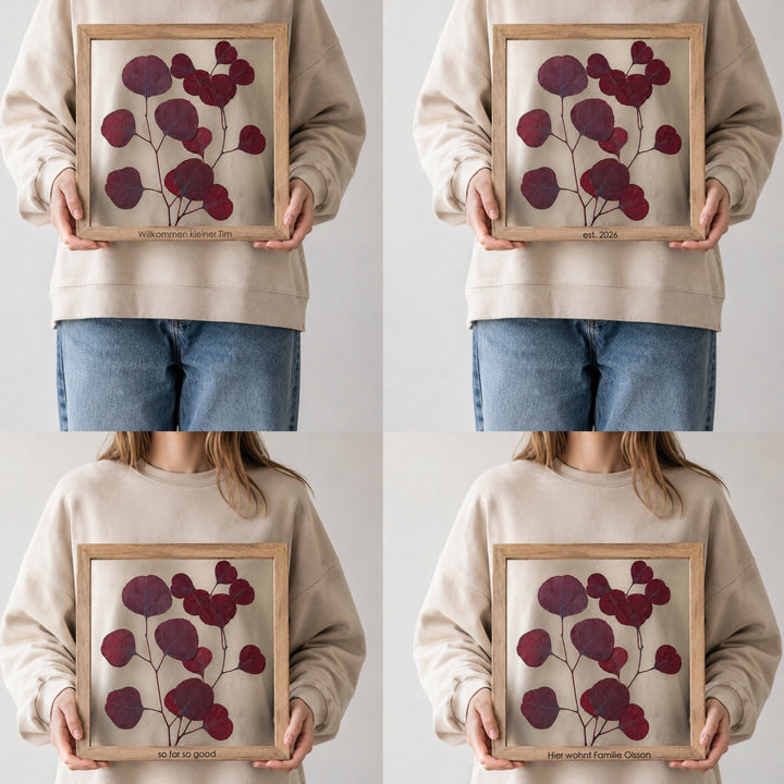 Wandbild mit getrocknetem Eukalyptus | rot