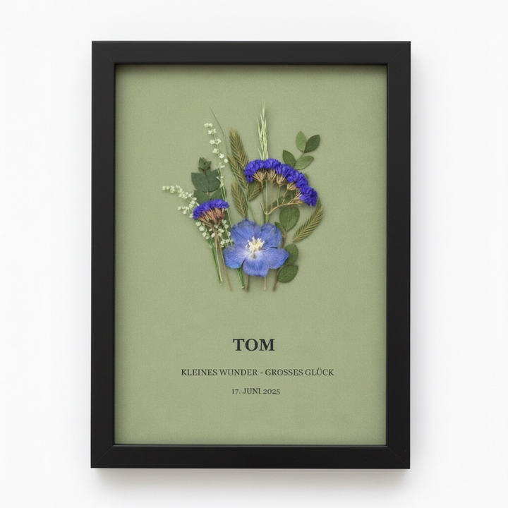 Personalisiertes Blumenbild zur Geburt oder Taufe