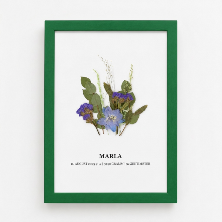 Personalisiertes Blumenbild zur Geburt oder Taufe