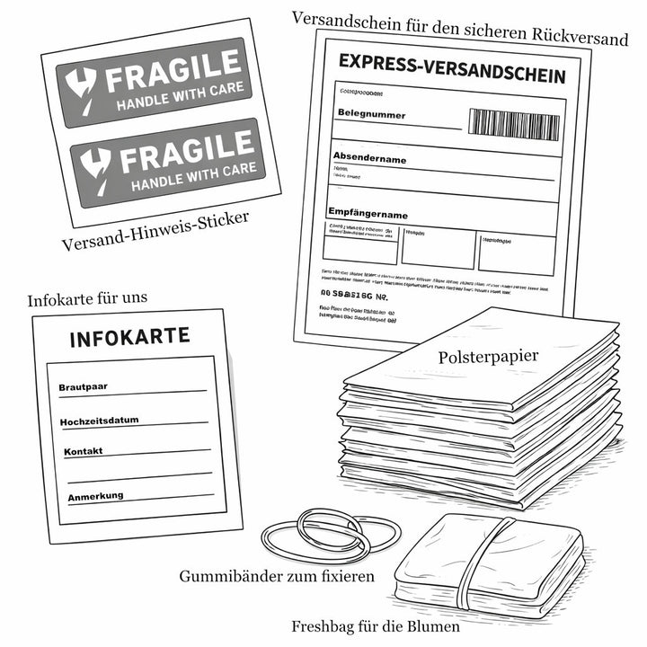 Premium Brautstrauß-Versandbox (inkl.Express-Versandschein)