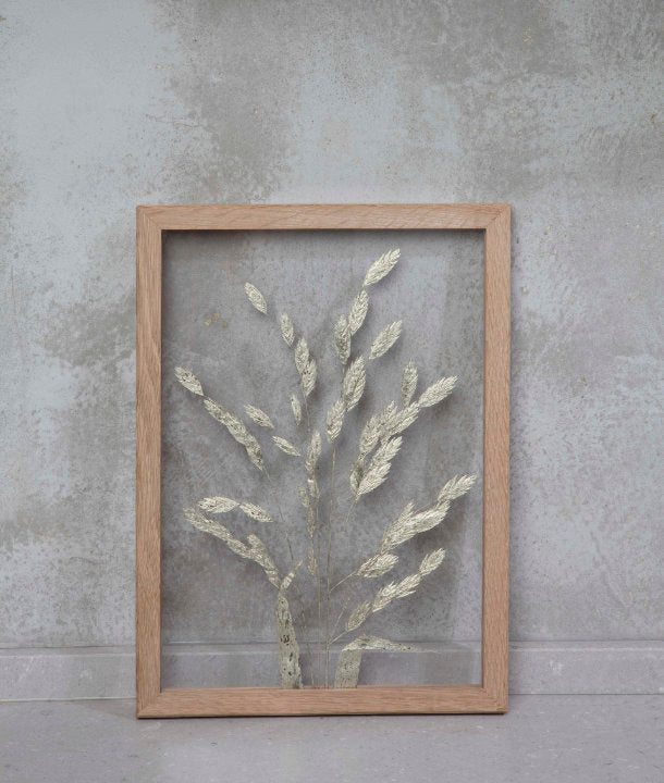 Wandbild m. Trockenblumen - Gräser gold