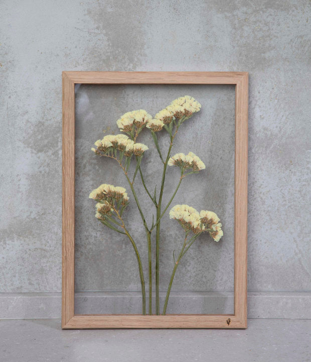Trockenblumen, Flieder, gelb, skandinavisch wohnen, Naturtöne, echte Blumen, Wandgestaltung